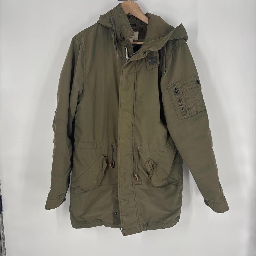 Alpha‎ Industries Coat Mens Small Green M-65 Fishtail Hooded Parka Field Canvas